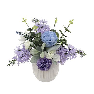 Everyday Decor Artificial Dahlia & Rose Arrangement in Ceramic Vase