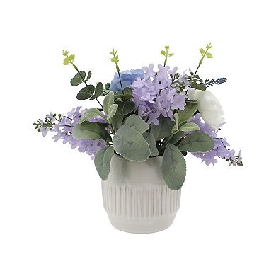 Everyday Decor Artificial Dahlia & Rose Arrangement in Ceramic Vase