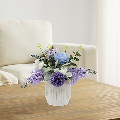 Everyday Decor Artificial Dahlia & Rose Arrangement in Ceramic Vase