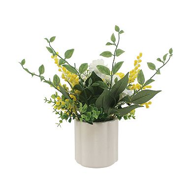 Everyday Decor Artificial Dahlia & Floral Arrangement in Ceramic Vase