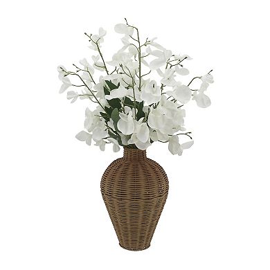 Everyday Decor Artificial Delphinium Arrangement in Wicker Vase