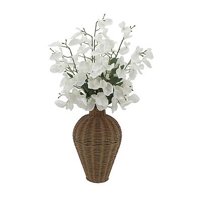 Everyday Decor Artificial Delphinium Arrangement in Wicker Vase