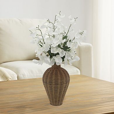 Everyday Decor Artificial Delphinium Arrangement in Wicker Vase