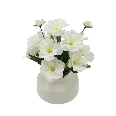 Everyday Decor Artificial Poppies in Textured Ceramic Vase