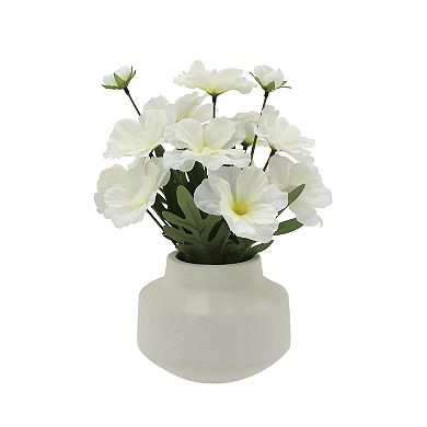 Everyday Decor Artificial Poppies in Textured Ceramic Vase