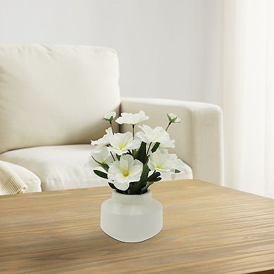 Everyday Decor Artificial Poppies in Textured Ceramic Vase