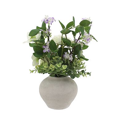 Everyday Decor Artificial Dahlia & Rose Arrangement in Ceramic Vase