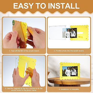 5x7 Inch Acrylic Floating Picture Frame for Wall or Tabletop Display, Hanging Photo Frame Stand