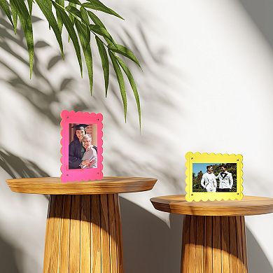 5x7 Inch Acrylic Floating Picture Frame for Wall or Tabletop Display, Hanging Photo Frame Stand