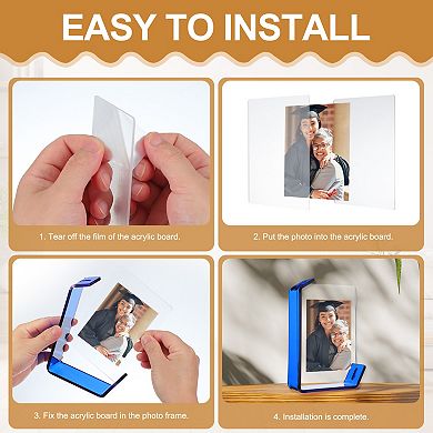 Acrylic Floating Picture Frame for Wall or Tabletop Display, Hanging Photo Frame Stand 4x6/5x7 inch