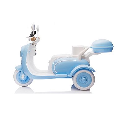 Whisen 24V Kids 3-Wheels Electric Ride-On Motorcycle with USB and Bluetooth