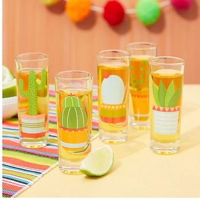 Shot Glasses Set With Cactus Designs 2 oz 5 Pcs