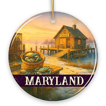 Coastal Maryland Crabbing Ornament, Chesapeake Bay Fishing Heritage Christmas Gift and Dockside Deco