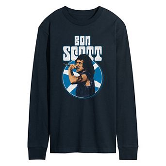 Men's Bon Scott Portrait Distressed Long Sleeve Graphic Tee