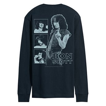 Men's Bon Scott Collage Oversized Distressed Long Sleeve Graphic Tee
