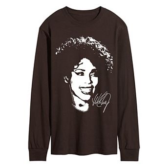Men's Whitney Houston Portrait Oversized Long Sleeve Graphic Tee