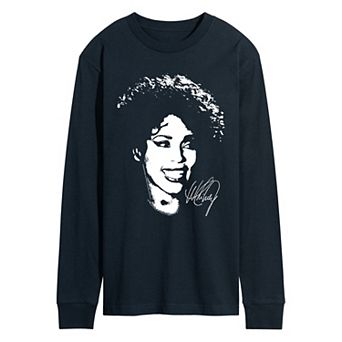 Men's Whitney Houston Portrait Oversized Long Sleeve Graphic Tee