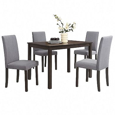 Muly Dining Table, 43 Inch Rectangular Top, Gray-Brown Wood Legs
