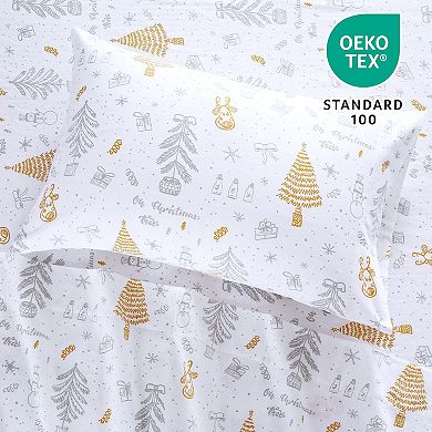 Christmas Microfiber Sheets - 16" Deep Pocket Bed Sheet Set, Soft Winter Holiday Sheets for Xmars