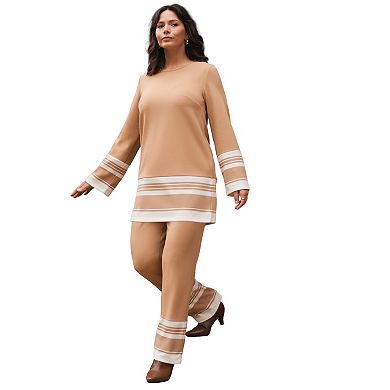 Avenue Women's Plus Size Border Stripe Tunic