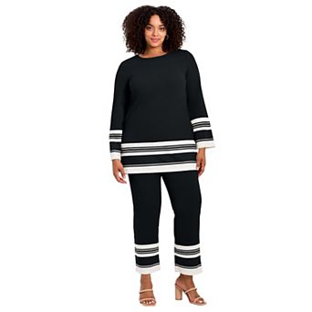 Avenue Women's Plus Size Border Stripe Tunic