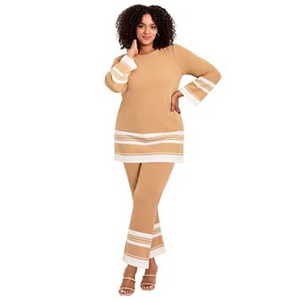 Avenue Women's Plus Size Border Stripe Tunic