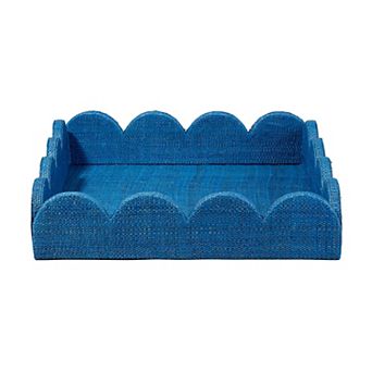 Rori Decorative Accessory Tray, Scalloped Edge Raffia