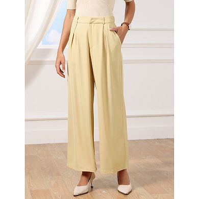 Wide Leg Pants for Women's High Waisted Business Office Work Palazzo Pants with Pockets