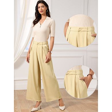 Wide Leg Pants for Women's High Waisted Business Office Work Palazzo Pants with Pockets