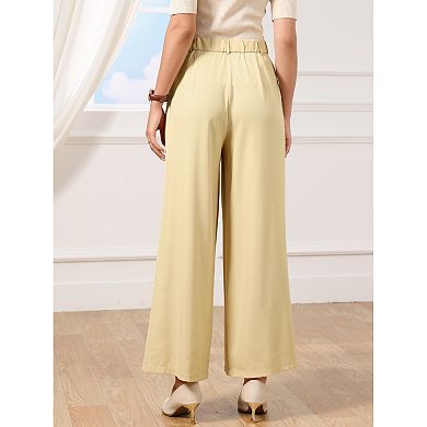 Wide Leg Pants for Women's High Waisted Business Office Work Palazzo Pants with Pockets