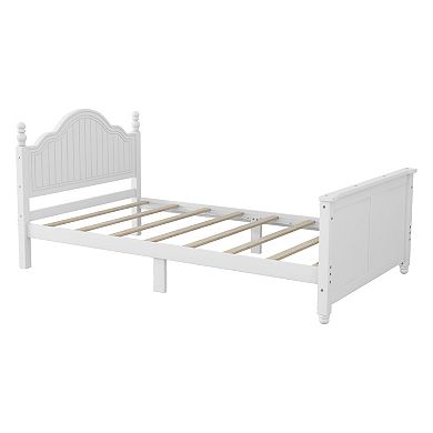 Whisen Wood Twin Size Platform Bed with Headboard and Footboard for Kids, Low Profile Design
