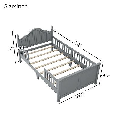 Whisen Wood Twin Size Platform Bed with Headboard and Footboard for Kids, Low Profile Design