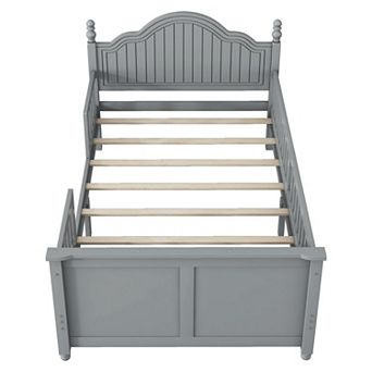Whisen Wood Twin Size Platform Bed with Headboard and Footboard for Kids, Low Profile Design