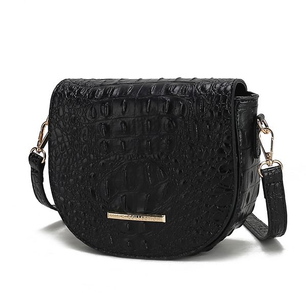 MKF Women's Faux Crocodile Satchel Bag - Crossbody Shoulder Messenger Bag With Gold-Tone Embellishments