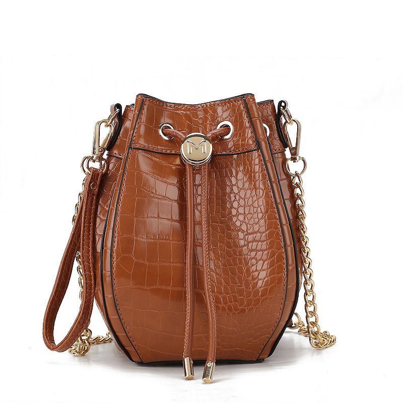 MKF Collection Cassidy Croc-Embossed Faux Leather Hobo Bucket Bag, Red