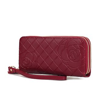 MKF Collection Faux Leather Flower-Embossed Wristlet Wallet