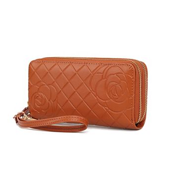 MKF Collection Faux Leather Flower-Embossed Wristlet Wallet