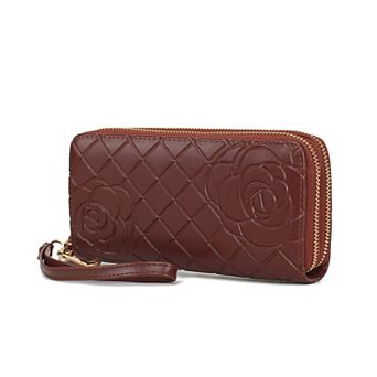 MKF Collection Faux Leather Flower-Embossed Wristlet Wallet