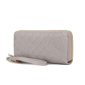 MKF Collection Faux Leather Flower-Embossed Wristlet Wallet