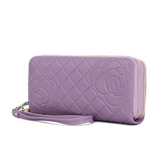 MKF Collection Faux Leather Flower-Embossed Wristlet Wallet