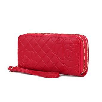 MKF Collection Faux Leather Flower-Embossed Wristlet Wallet