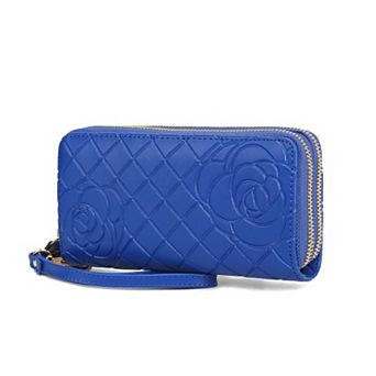MKF Collection Faux Leather Flower-Embossed Wristlet Wallet