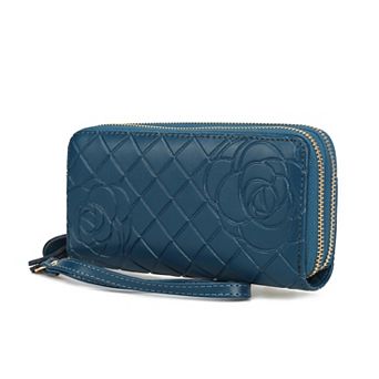 MKF Collection Faux Leather Flower-Embossed Wristlet Wallet