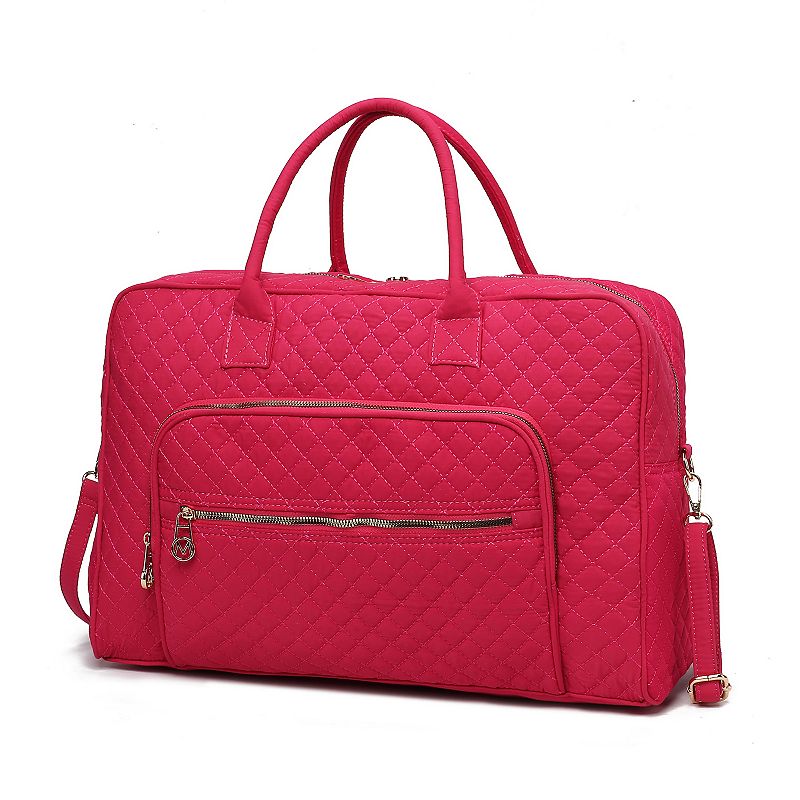 MKF Collection Jayla Solid Quilted Cotton Duffel Bag, Pink