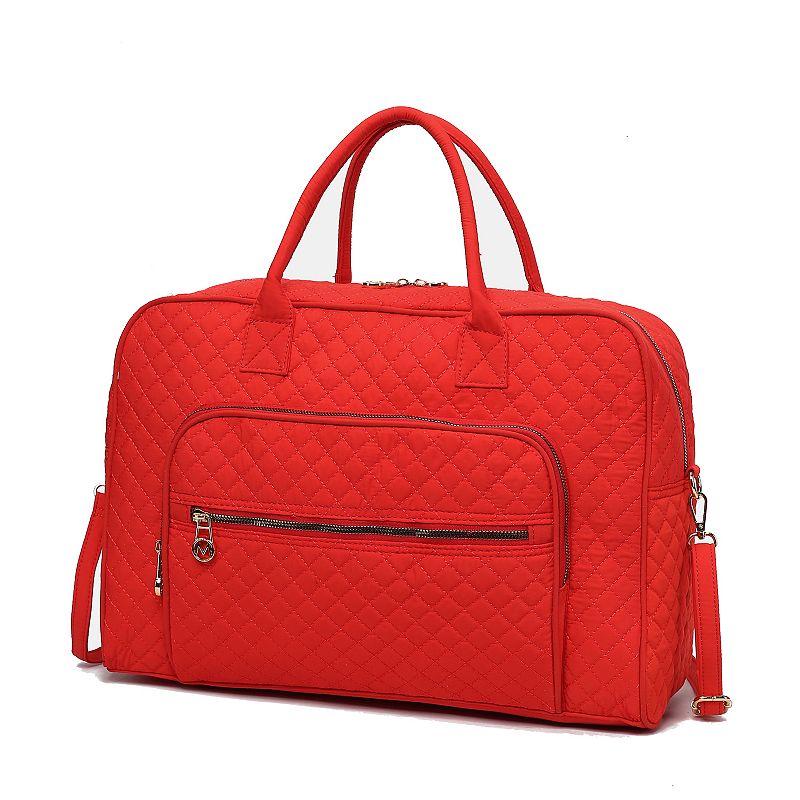 MKF Collection Jayla Solid Quilted Cotton Duffel Bag, Orange
