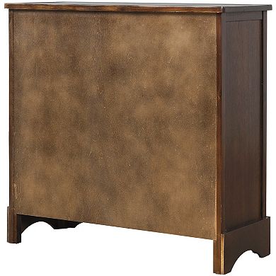 Whisen Rustic Storage Cabinet with Two Drawers and Four Classic Rattan Basket