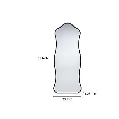 Ari Floor Mirror, Metal Wavy Frame, Hand Forged Iron