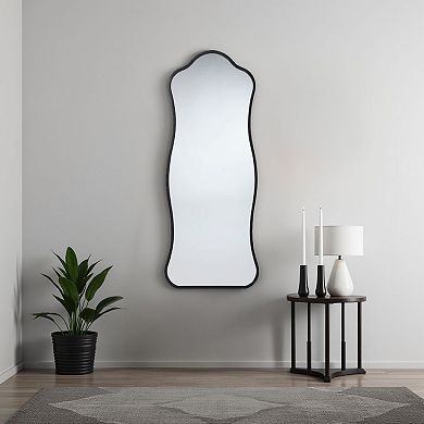 Ari Floor Mirror, Metal Wavy Frame, Hand Forged Iron