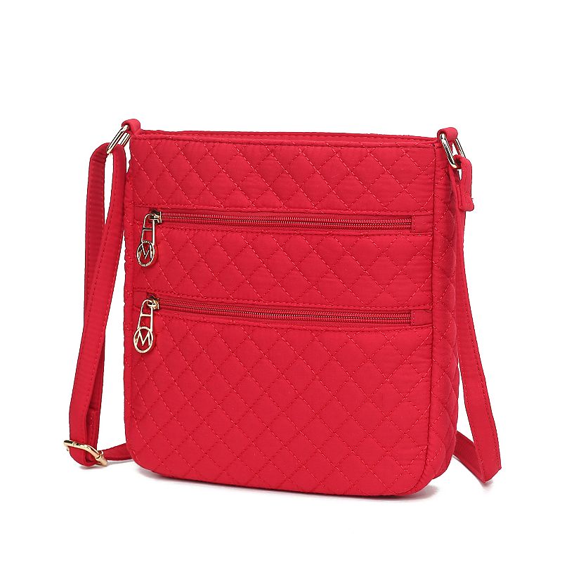 MKF Collection Lainey Solid Quilted Cotton Crossbody Bag, Red