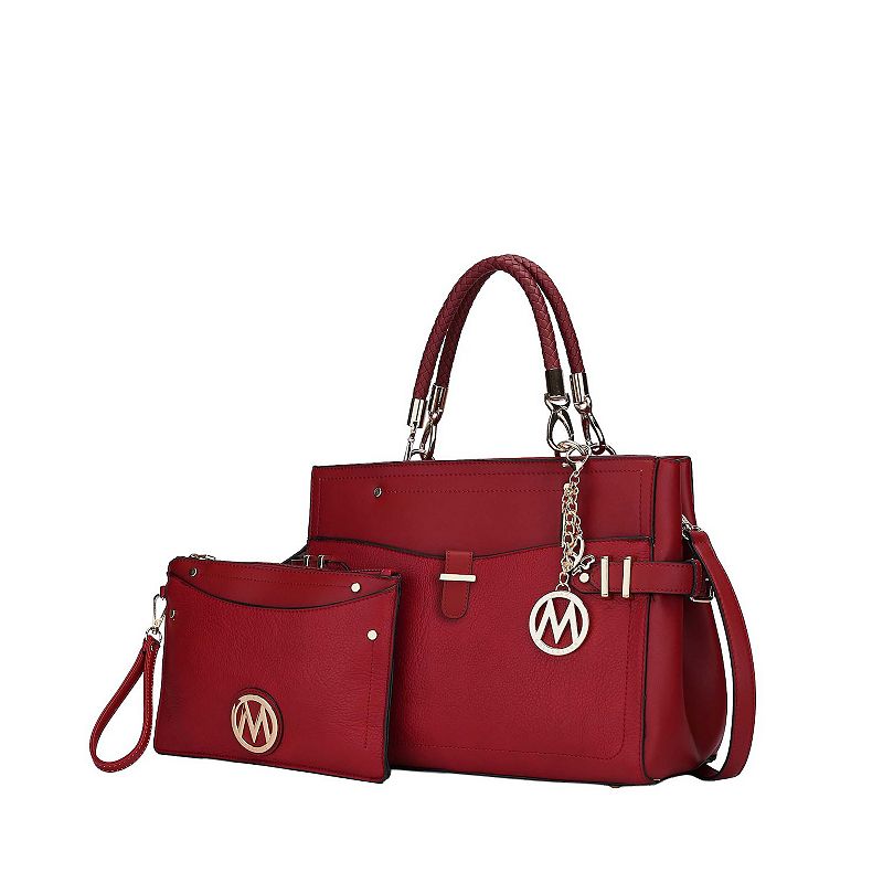 MKF Collection Tenna Faux Leather Satchel Bag, Red